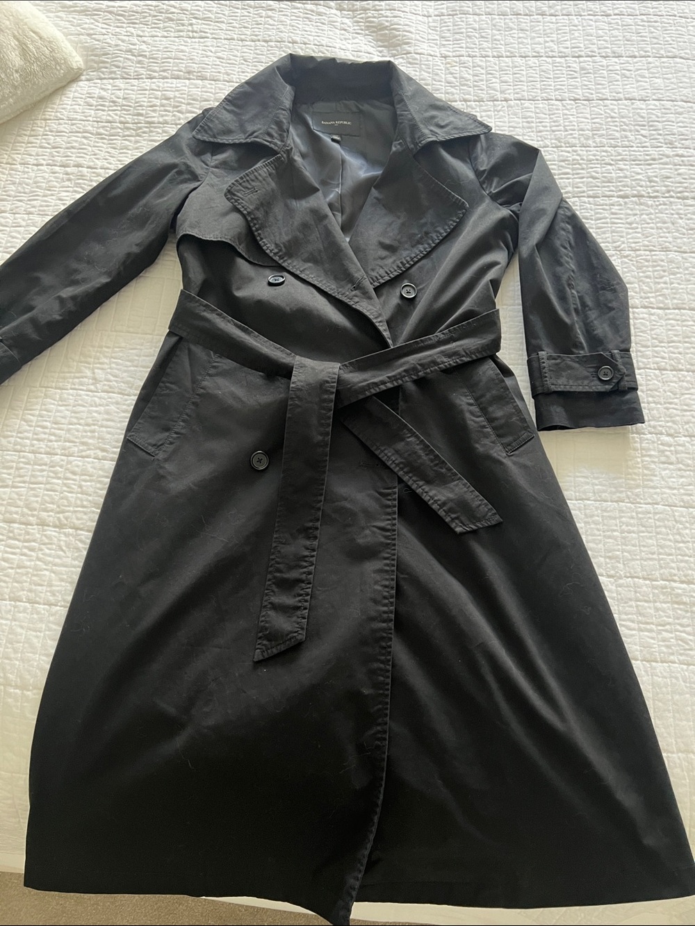 Banana Republic Black Petite XS Trench Coat